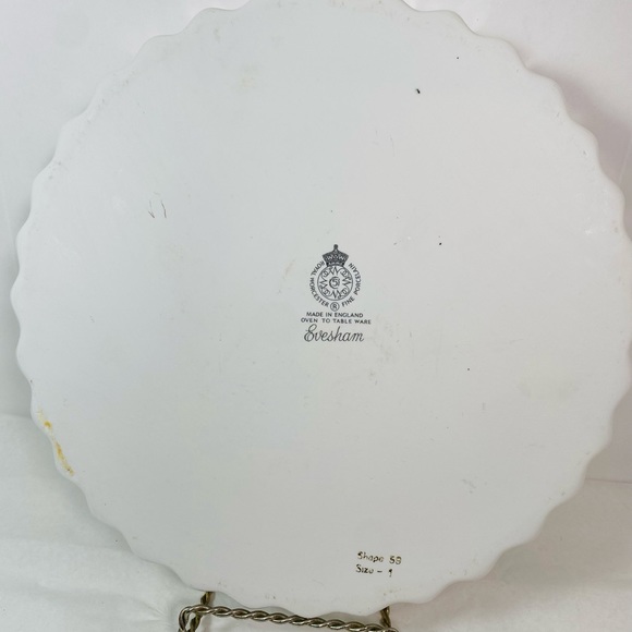 Evesham Gold Quiche Tarte Pie Porcelain Royal Worcester Fruit Gold Trim 10” - Picture 6 of 7